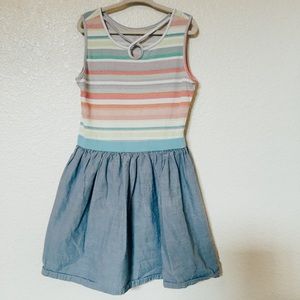 SOLD S 5/6 Children’s Place Sleeveless Dress with Stripped Top and Denim Bottom